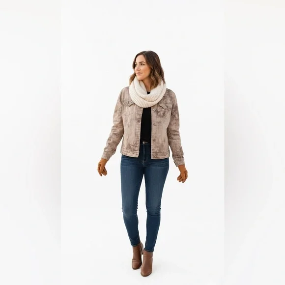 Tie-Dye Camouflage Jean Jacket - Women Size M - Picture 3 of 8